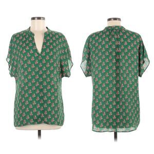 CAbi - Stevie Green Floral Bouquet Blouse #3252 Small